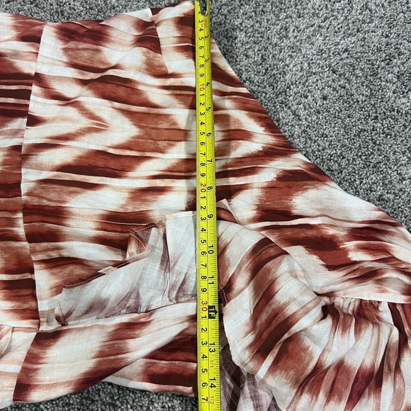 Banana Republic 100% Linen One Shoulder Zebra Brown Cream Mini Dress Size 2P - Picture 10 of 12